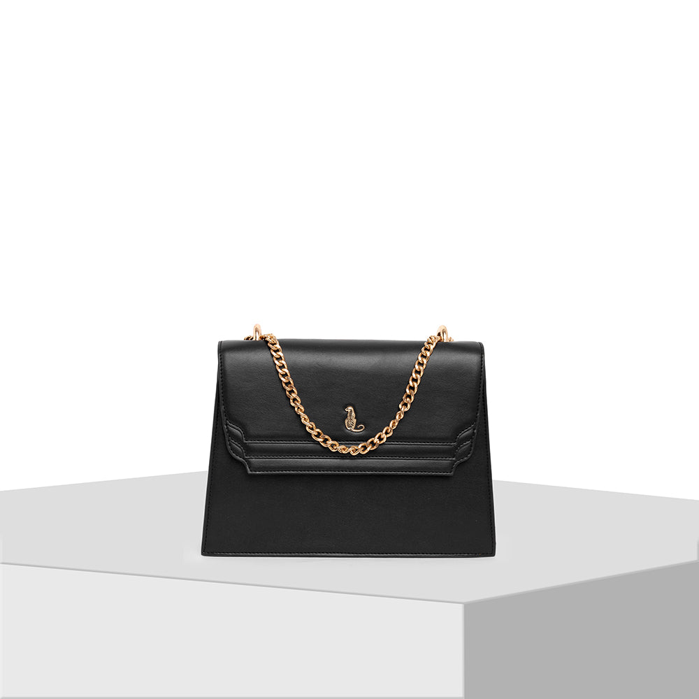 Black vegan fashion handbag