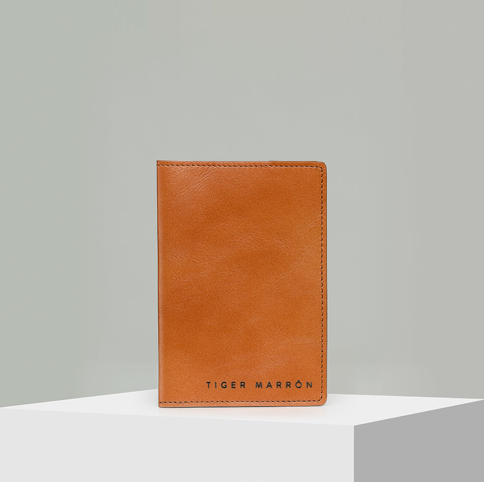 Leather passport holder for men