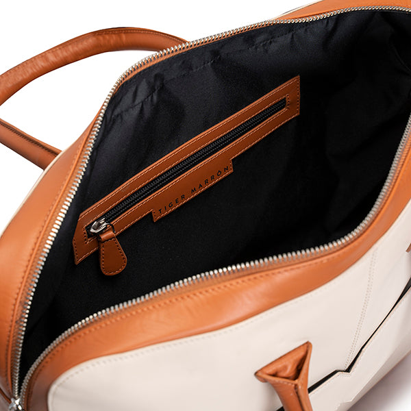 Laptop Bag - Cream & Orange