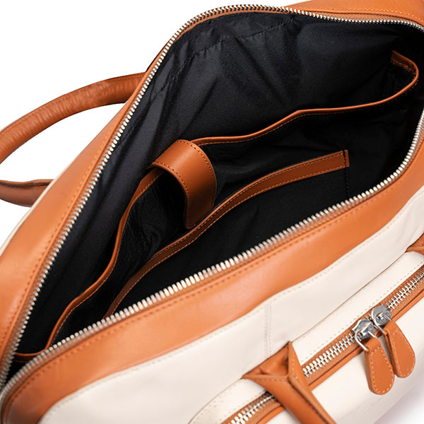 Laptop Bag - Cream & Orange