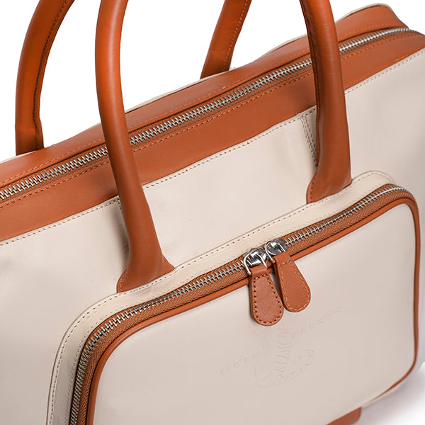 Laptop Bag - Cream & Orange