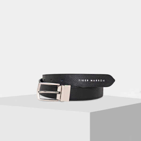 Black and Blue Leather Belt