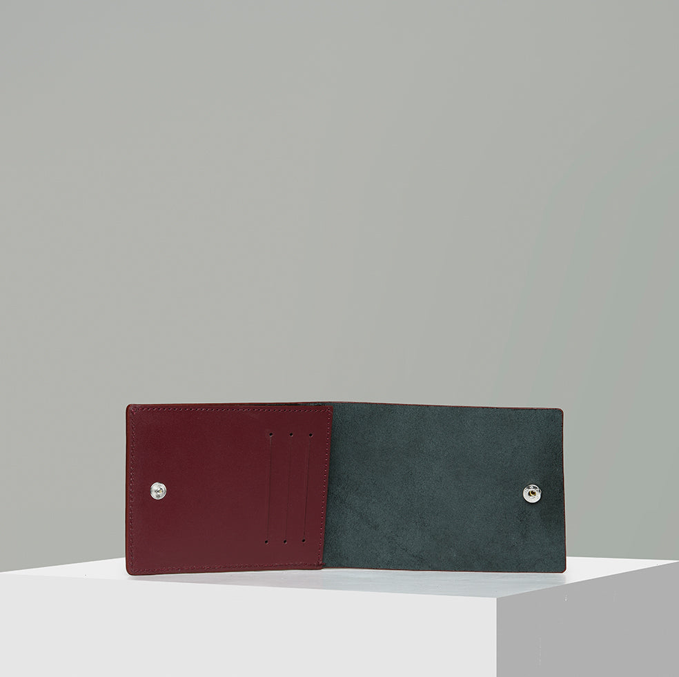 men Leather Wallet - BURGUNDY