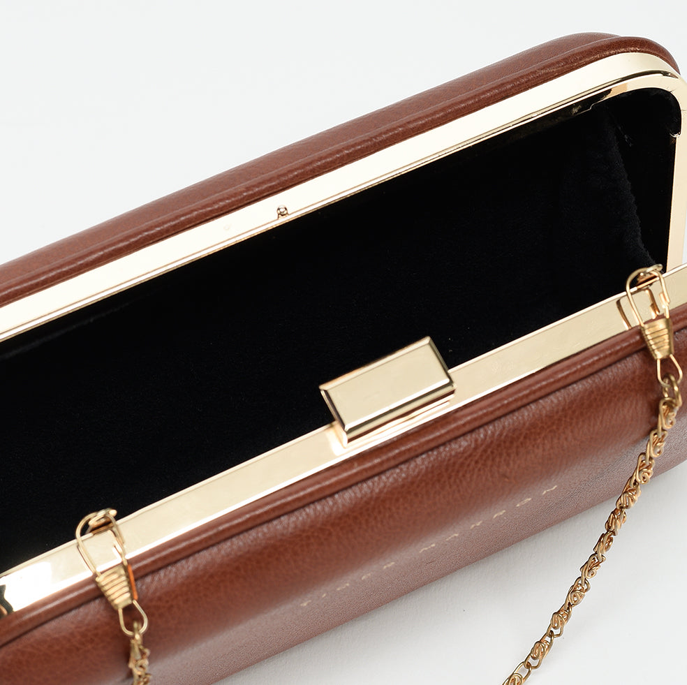 Brown Leather Clutch Bag