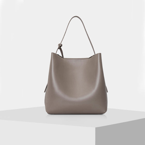 Grey Leather Shoulder Bag